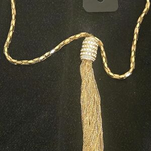 Ashley Stewart Gold Chain Tassel Necklace